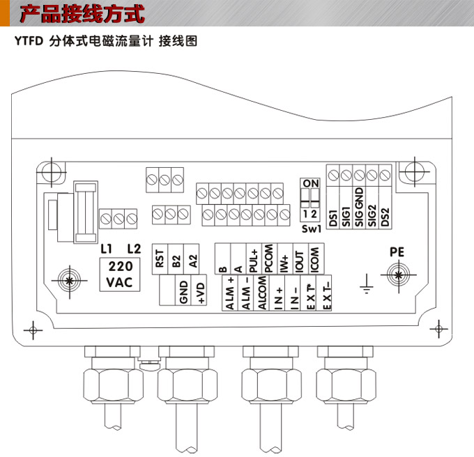 電磁流量計,YTFD分體式電磁流量計接線圖