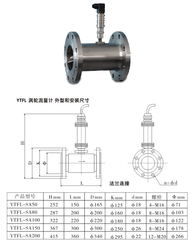 渦輪流量計,YTFL脈沖輸出渦輪流量計結構圖2